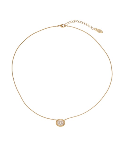 Circular Pendant 41cm+5cm Brass Cubic Zirconia Round Minimalist Necklace