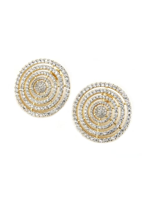Gold plated white Brass Round Cubic Zirconia Round Luxury Stud Earring