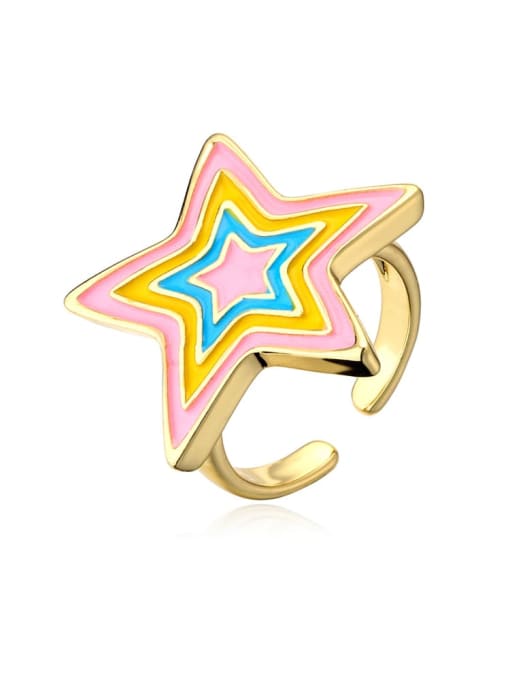 11638 Brass Enamel Five-pointed star Trend Band Ring
