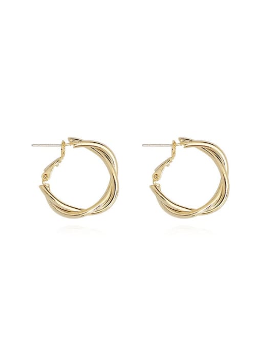 HYACINTH Copper Hollow Geometric Minimalist Hoop Trend Korean Fashion Earring 4