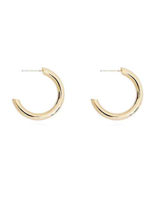 HYACINTH Copper Minimalist Geometric C shape Stud Trend Korean Fashion Earring 0