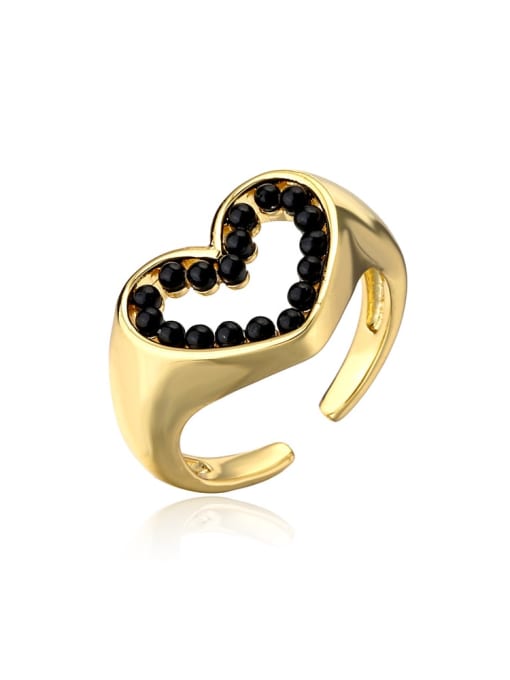 AOG Brass Imitation Pearl Heart Trend Band Ring 3