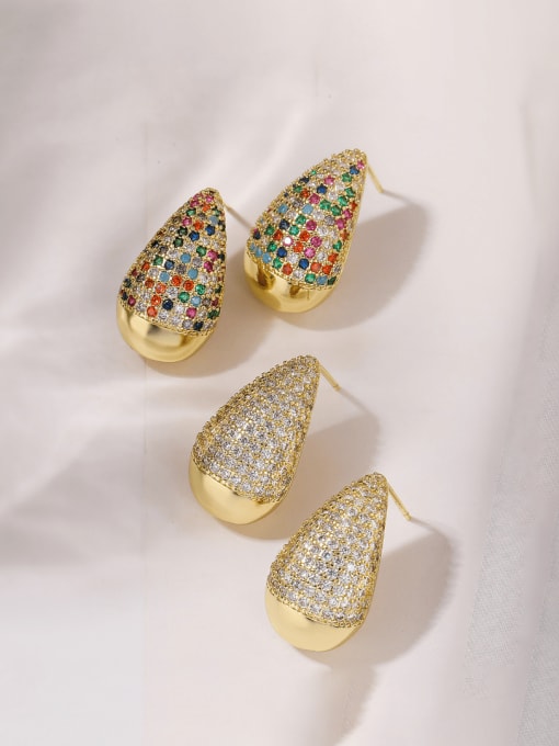AOG Brass Cubic Zirconia Water Drop Vintage Stud Earring