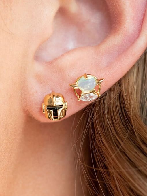 COLSW Brass Cubic Zirconia Icon Cute Stud Earring 2