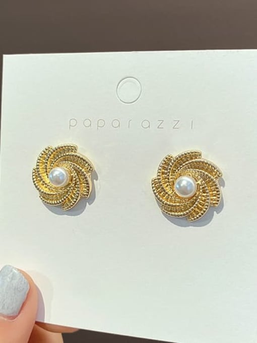 Papara Brass Imitation Pearl White Stud Earring 0