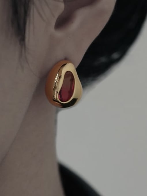 TINGS Brass Cubic Zirconia Water Drop Cute Stud Earring 1