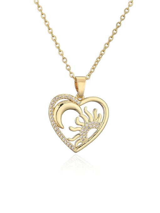 20667 Brass Cubic Zirconia Heart Minimalist Necklace