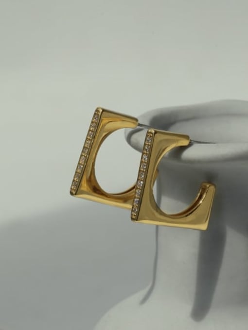ACCA Brass Cubic Zirconia Geometric Minimalist Stud Earring 2