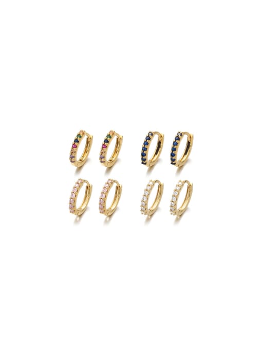 Five Color Brass Cubic Zirconia Geometric Dainty Hoop Earring 0