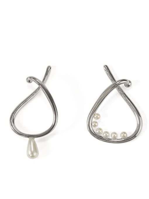 ACCA Brass Imitation Pearl Geometric Minimalist Drop Earring 2