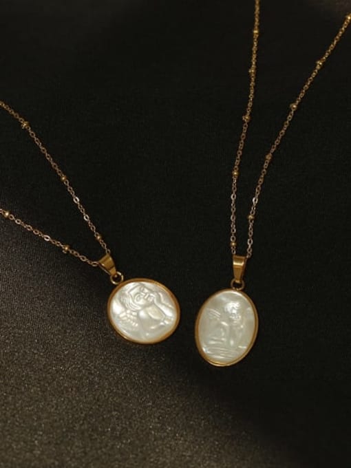 ACCA Brass Shell Oval Vintage Pendant Necklace 1