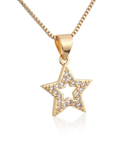 renchi Brass Cubic Zirconia Dainty Star  Earring and Necklace Set 1