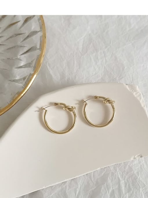Gold silver needle Copper Hollow Round Minimalist Hoop Trend Korean Fashion Earring