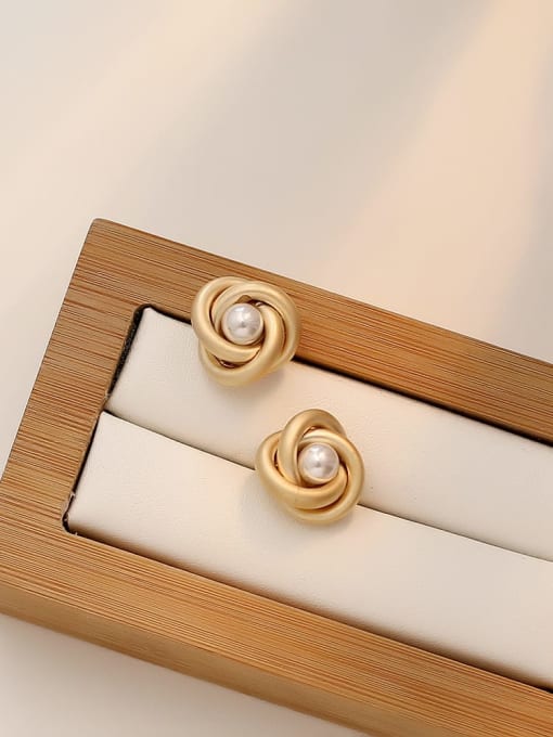HYACINTH Copper Imitation Pearl Geometric Minimalist Stud Trend Korean Fashion Earring 2