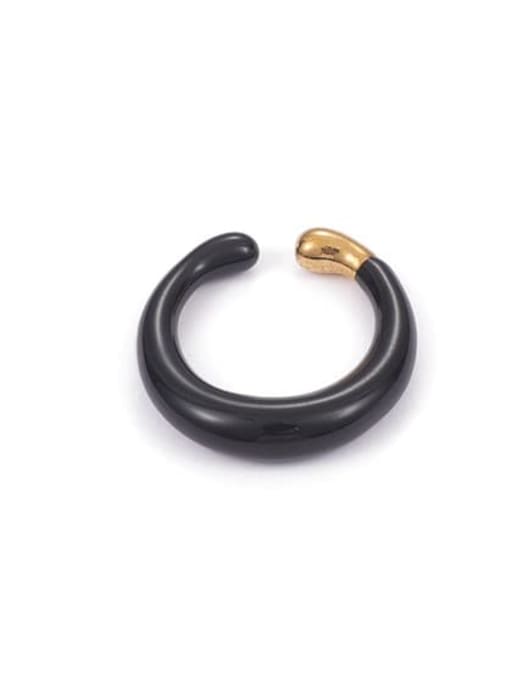 Black ring Brass Enamel Geometric Minimalist Band Ring