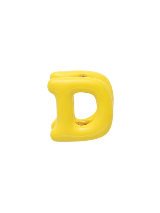Letter D yellow (sold only) Brass Enamel Message Cute Single Earring