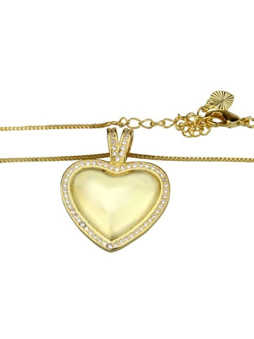 renchi Brass Rhinestone minimalist Heart Pendant Necklace 4