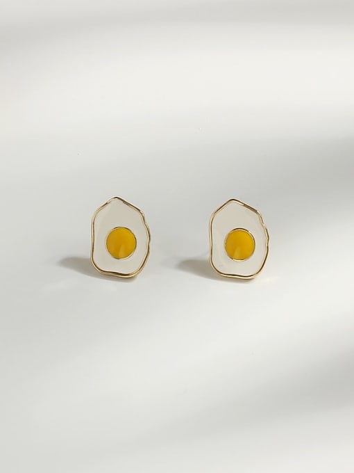 14k gold Copper Enamel Geometric Minimalist Stud Trend Korean Fashion Earring