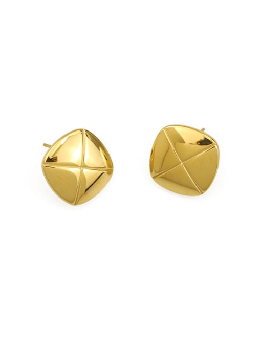 golden Brass Smooth Geometric Minimalist Stud Earring