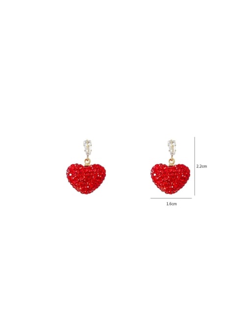 YOUH Brass Cubic Zirconia Red Heart Dainty Stud Earring 1