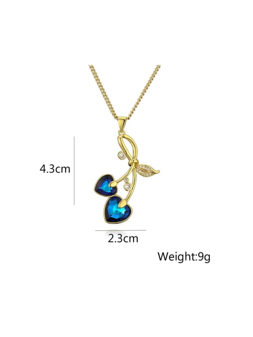 AOG Brass Cubic Zirconia Blue Heart Dainty Necklace 3