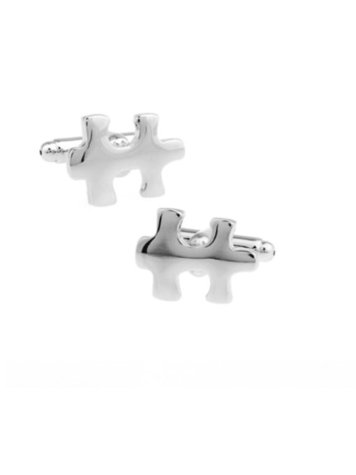 silver Brass Irregular Trend Building block puzzle Cuff Link