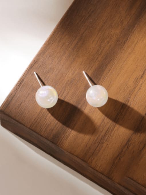 Five Color Brass Imitation Pearl Geometric Minimalist Stud Earring 3