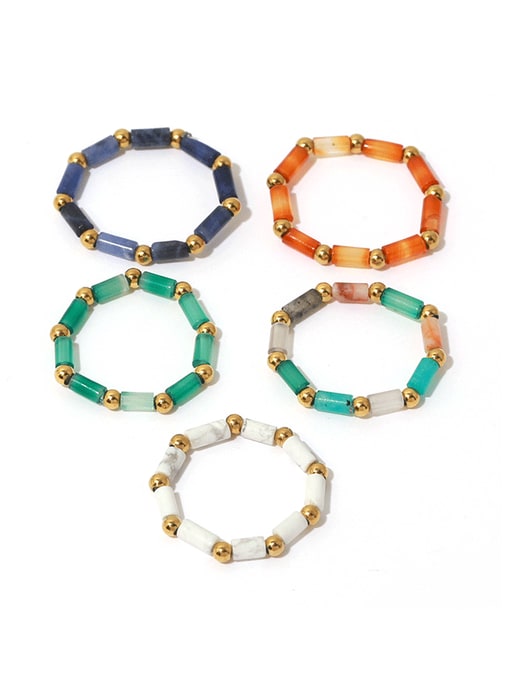 Five Color Titanium Steel Geometric Hip Hop Band Ring 0