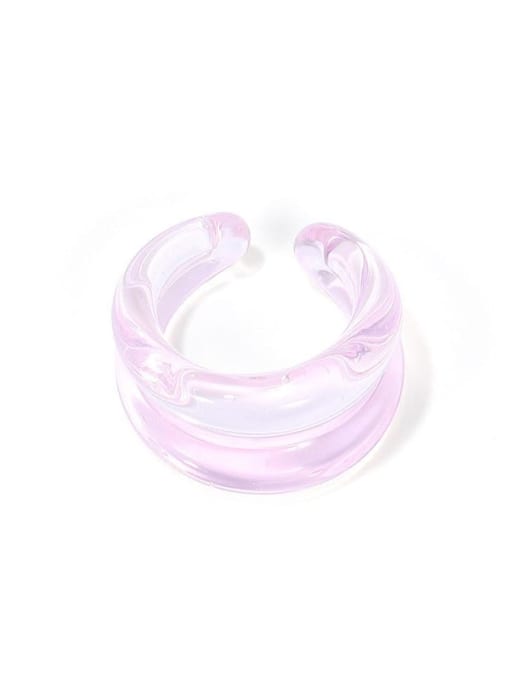 Pink Ring Glass  Multi Color Geometric Trend  Transparent Contrasting Colors Double Line Stackable Ring