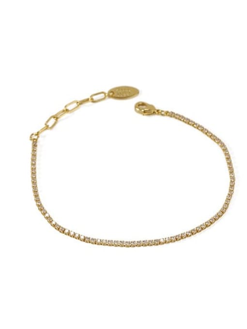 golden Brass Cubic Zirconia Geometric Vintage Bracelet
