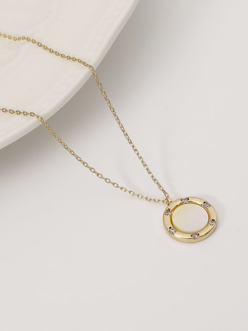 14K  gold Brass Shell Geometric Minimalist Trend Korean Fashion Necklace