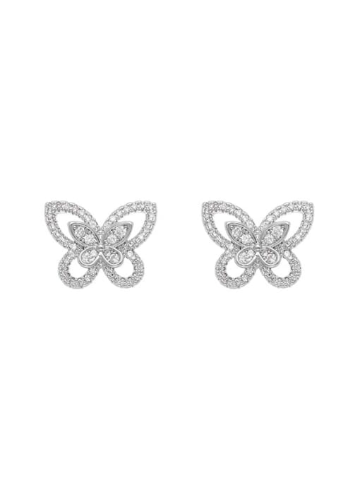 Earrings Brass Cubic Zirconia  Dainty Butterfly  Earring and Necklace Set