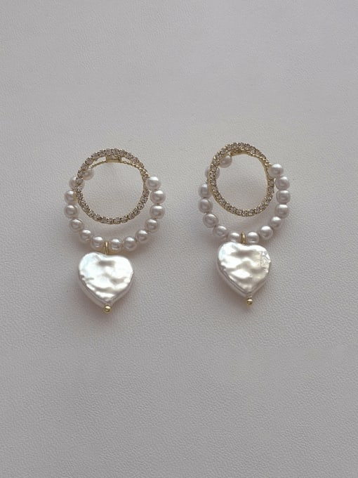 D25 Love Earrings Brass Shell Heart Minimalist Drop Earring