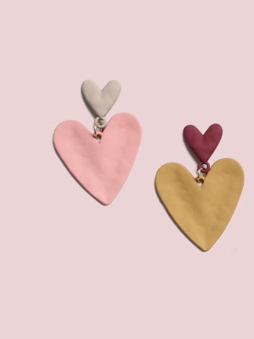 Five Color Alloy Enamel Heart Cute Drop Earring 2