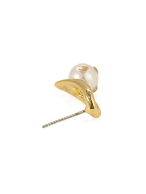 ACCA Brass Imitation Pearl Water Drop Vintage Stud Earring 2