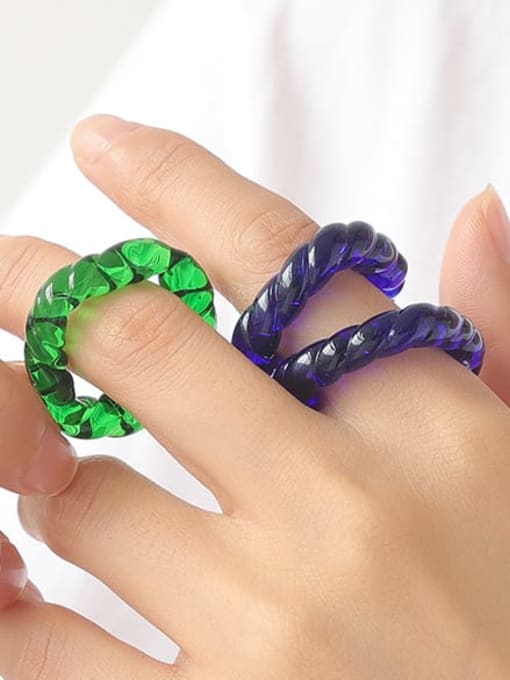 Five Color Hand  Glass Multi Color Twist Square Minimalist Band Ring 1