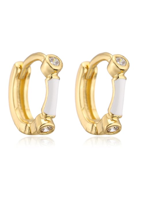 AOG Brass Cubic Zirconia Enamel Geometric Bohemia Huggie Earring 4
