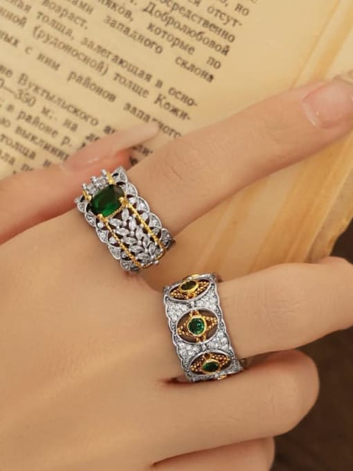 Five Color Brass Cubic Zirconia Geometric Hip Hop Band Ring 2