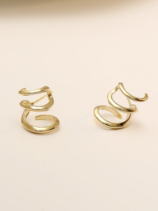 14k Gold Brass Smooth Irregular Minimalist Stud Trend Korean Fashion Earring