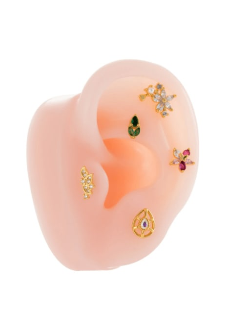 HISON Brass Cubic Zirconia Heart Bow-Knot Cute Single Earring 1