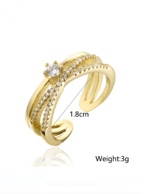 AOG Brass Cubic Zirconia Cross Vintage Stackable Ring 3