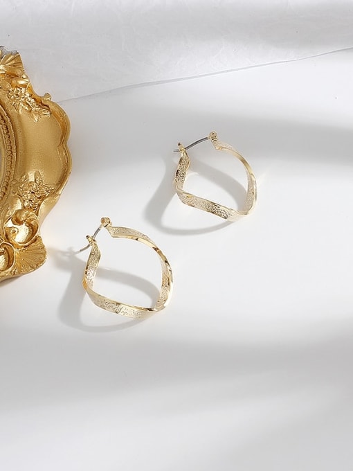 gold Copper Hollow Geometric Minimalist Huggie Trend Korean Fashion Earring