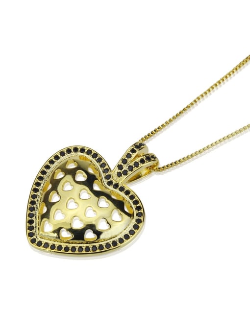 renchi Brass Hollow Heart  Vintage  Pendant Necklace 3