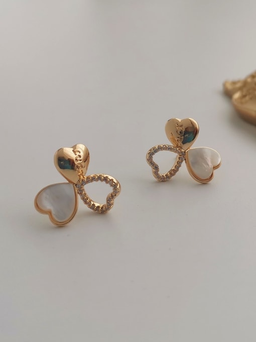 HYACINTH Copper Shell Heart Minimalist Stud Trend Korean Fashion Earring 2