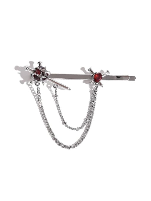 Chain zircon hair clip Brass Cubic Zirconia Heart Hip Hop Stud Earring