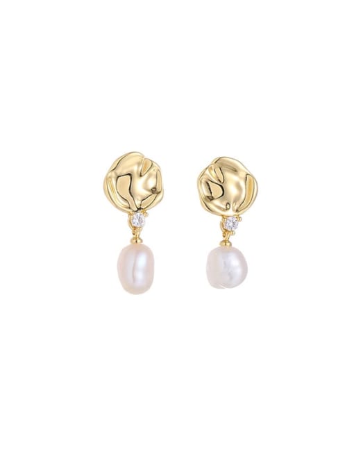 ACCA Brass Imitation Pearl Geometric Vintage Drop Earring
