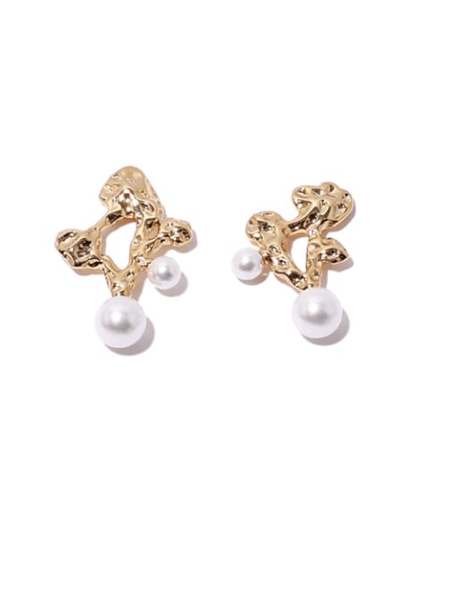 pearl earrings Brass Imitation Pearl Irregular Vintage Stud Earring