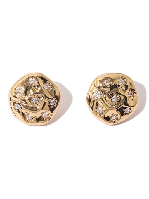 Five Color Brass Cubic Zirconia Round Vintage Stud Earring