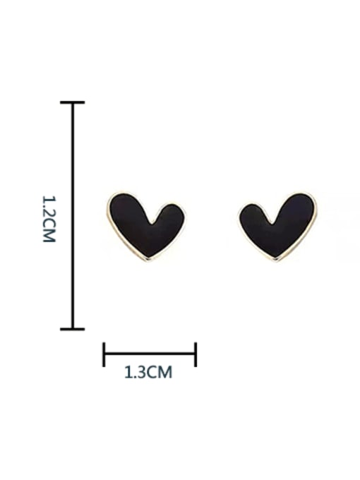 14k gold +Black Brass Enamel Heart Minimalist Stud Earring
