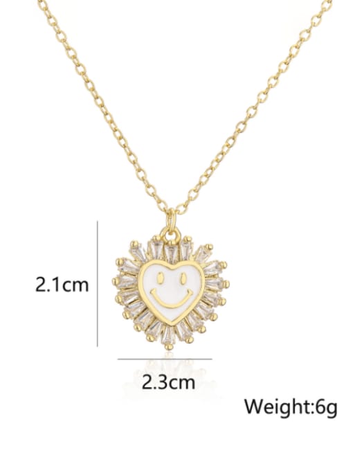 AOG Brass Cubic Zirconia  Heart smiley Minimalist Necklace 2